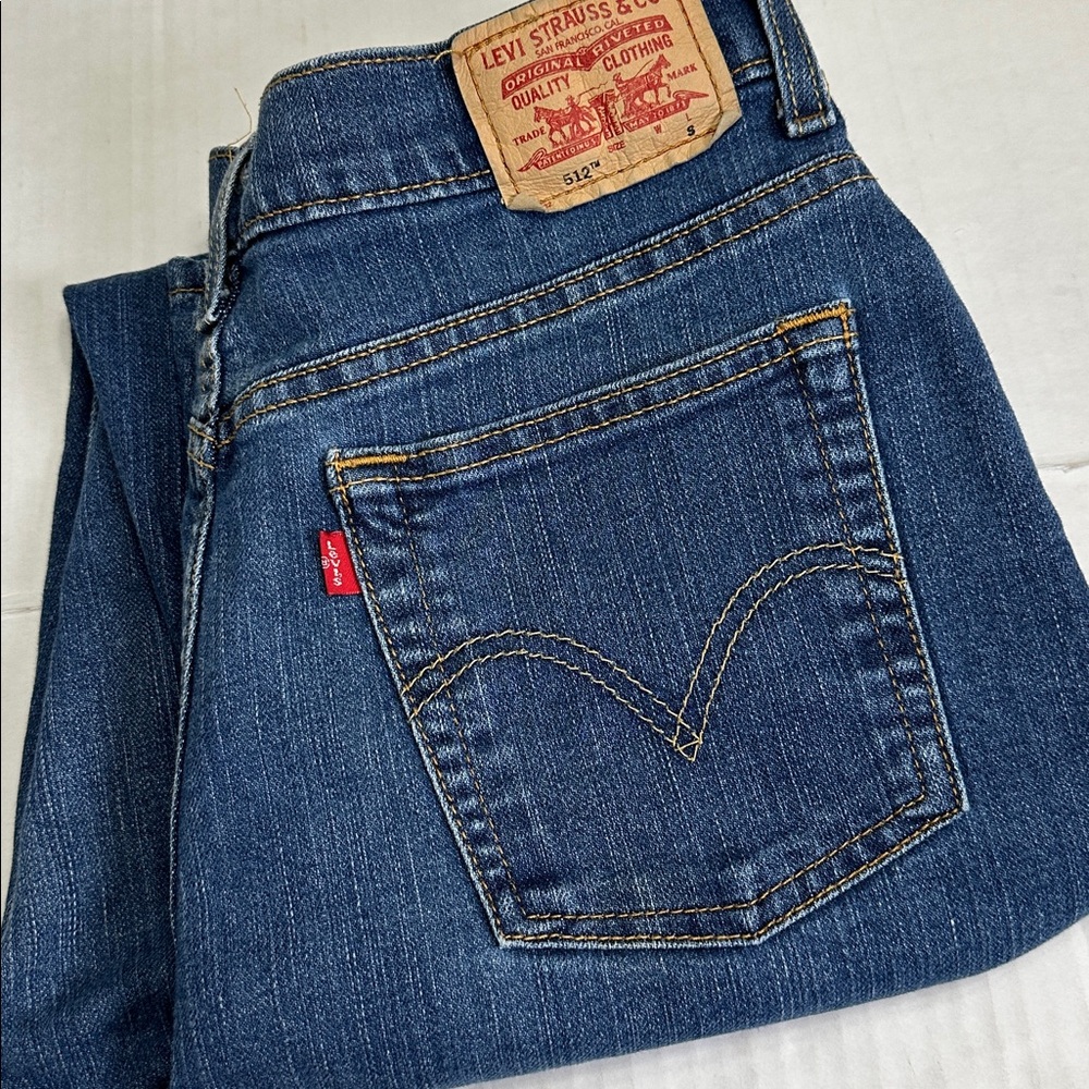 Levi’s 512 Classic Claim Tapered Jeans Woman’s 12‎ Short Medium Wash Denim FLAW